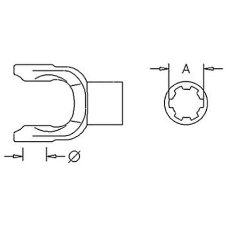 Aftermarket Implement Yoke, Splined 1 34  20 Spline w Slide A-BP203193851-A-AI